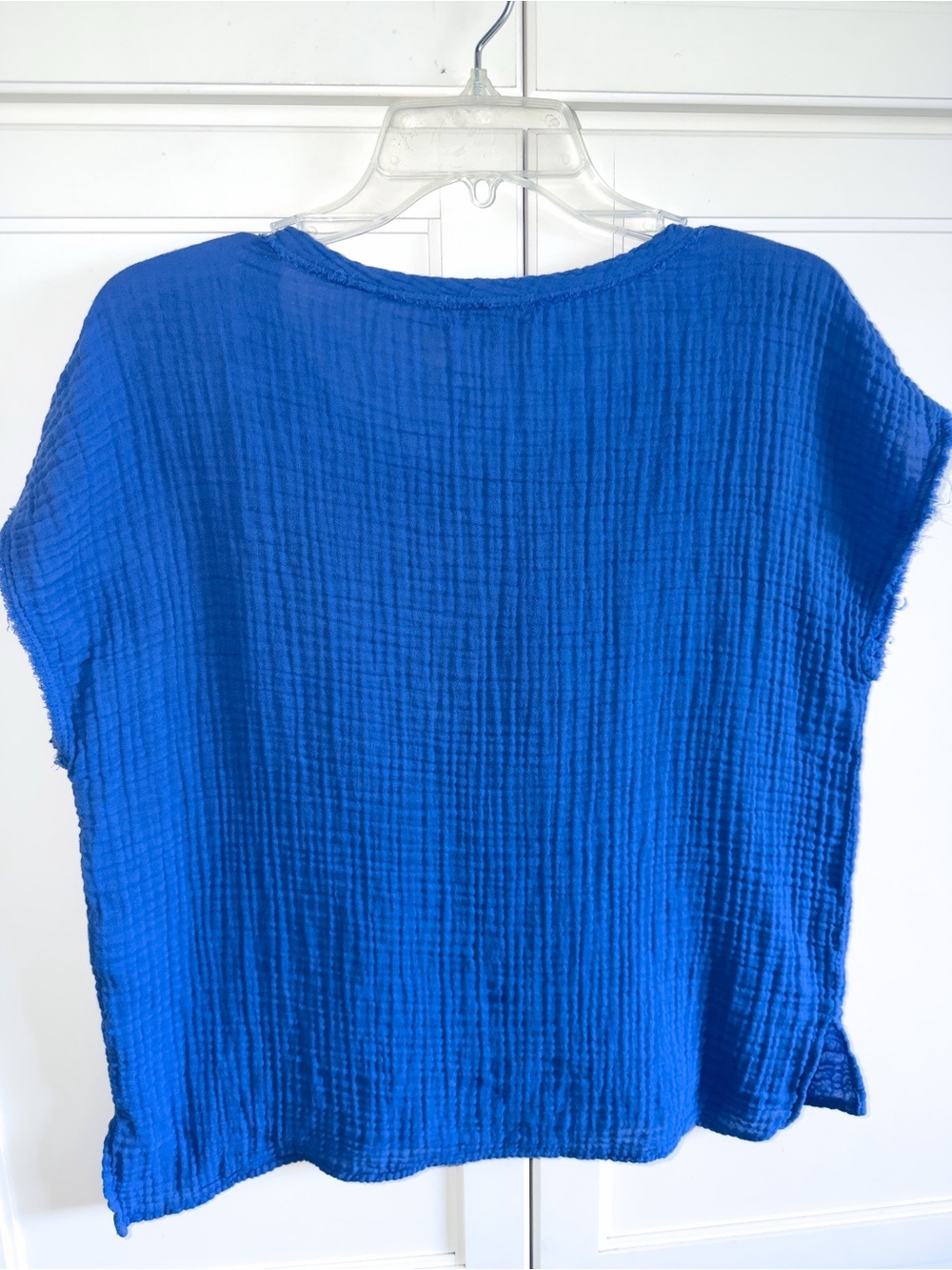 Michael Stars Amy Top Royal Blue Cotton Double Gauze Short Sleeve Top Sz Medium - Picture 6 of 9